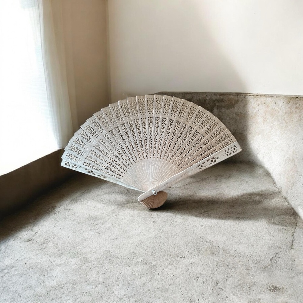 2 Elegant Wooden Decorative Fans